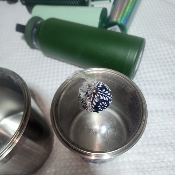 TRAMONTINA EUC STAINLESS 18/10 3 PIECE LEAF CANISTER SET WITH MATCHING KNOB LIDS - Picture 7 of 12